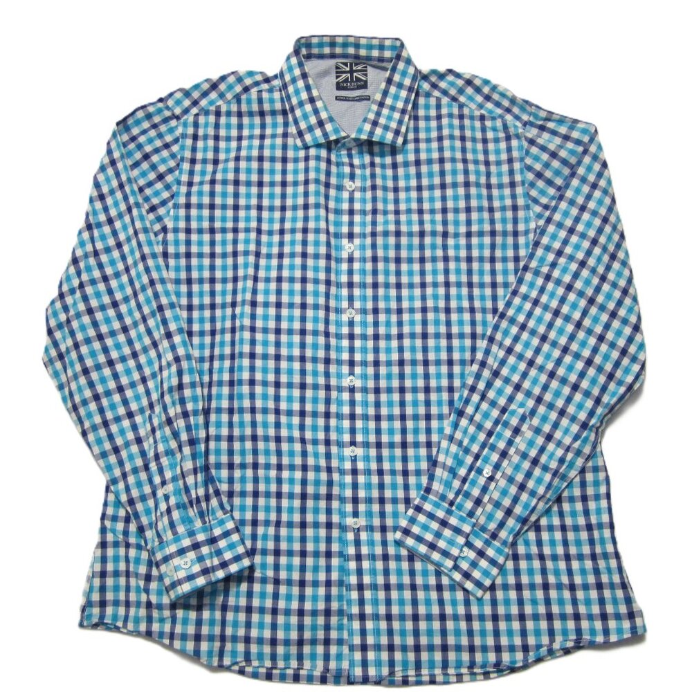 Nick Dunn 2XL Mens Fitted Plaid Long Sleeve Button Up Shirt Box2